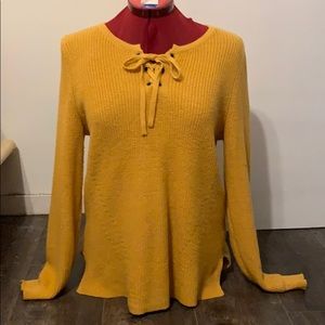 Knit sweater with tie-front